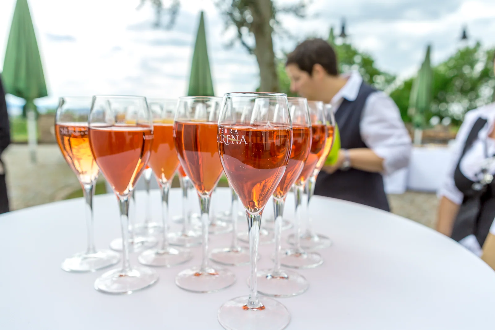 Gläser für den gemeinsamen Sektempfang – Hochzeit von Antje und Martin auf dem Schlossberg in Sonneberg
