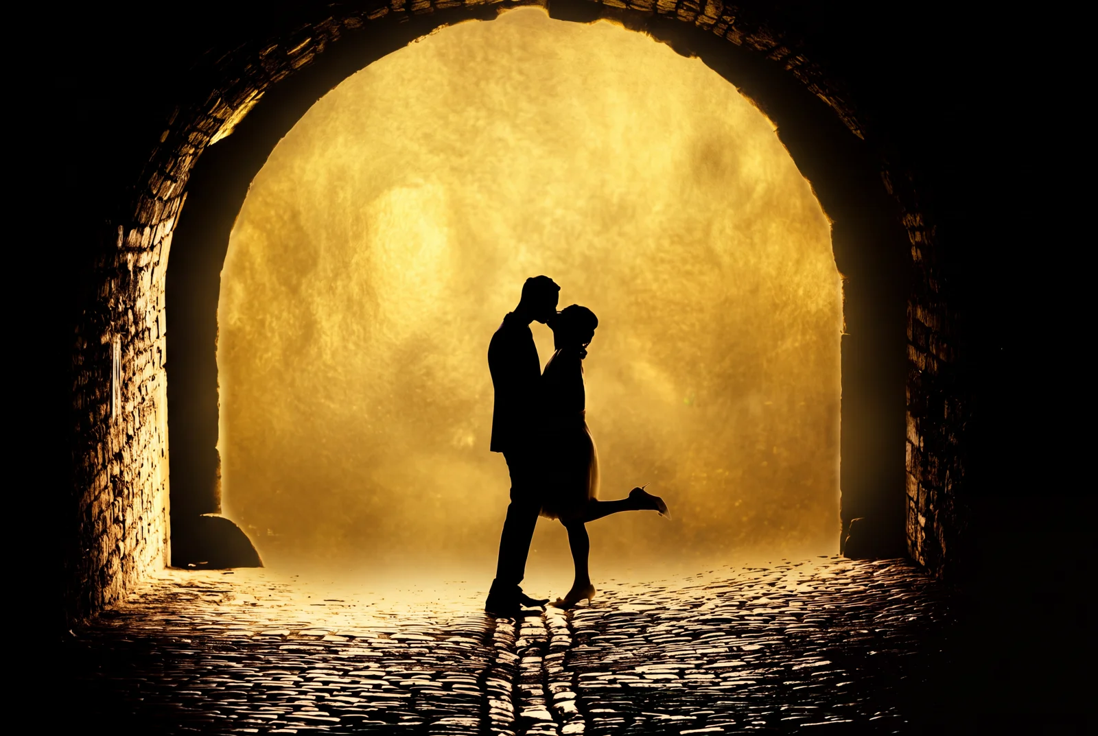 Schattenkussgoldenerhintergundbild – Hochzeit von Virginie und Benjamin in Erfurt