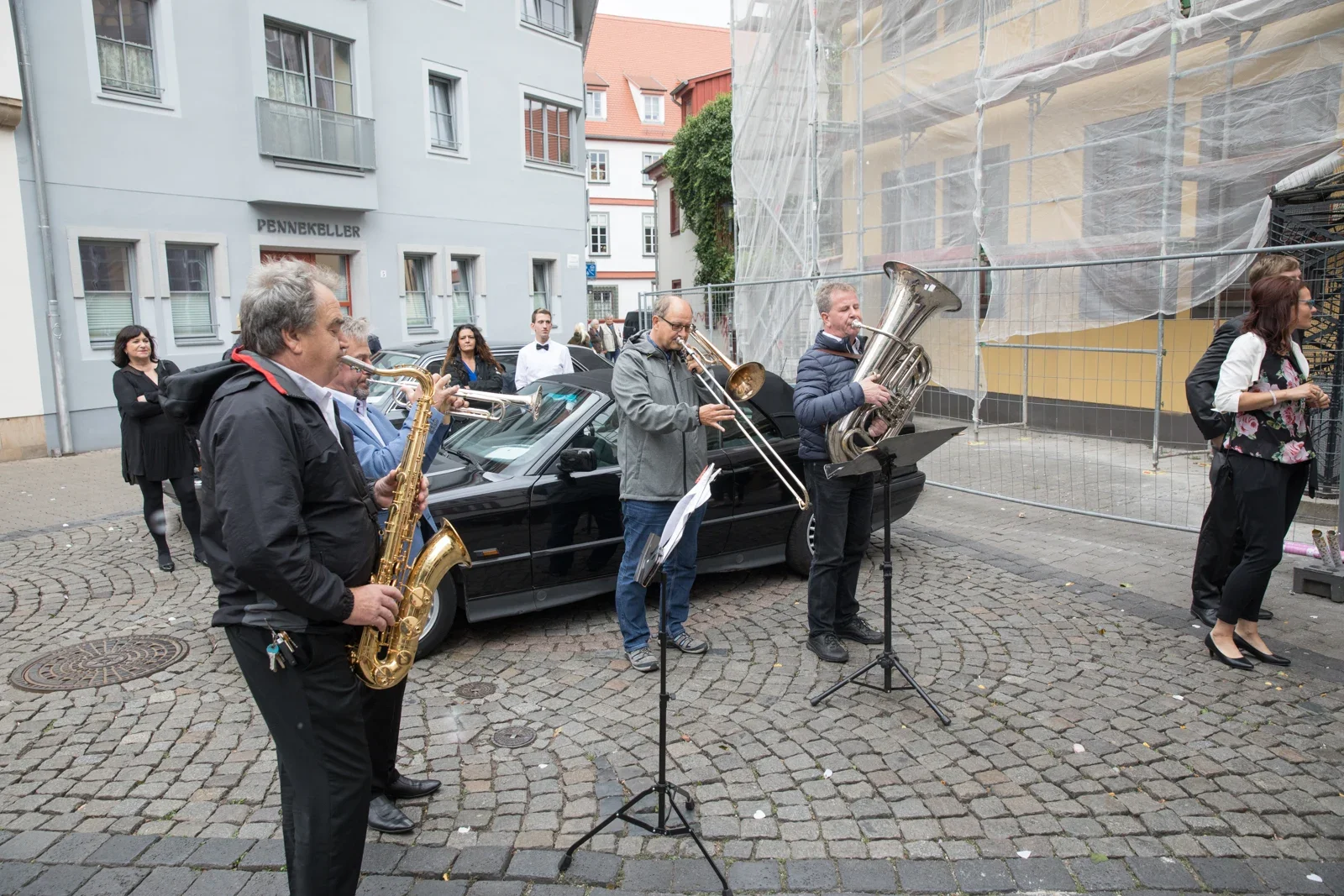 Bläser begleiten den Empfang – Hochzeit von Anja und Toni in Erfurt