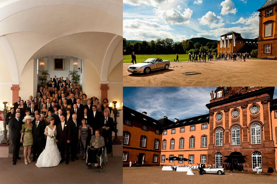Hochzeitsgesellschaft und Schlosskulisse – Hochzeitsreportage von Anna und Jan